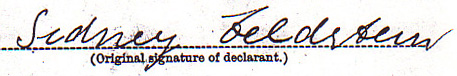 Sidney Feldstein Signature, Declaration of Intention