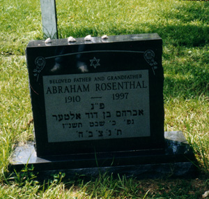 Abraham Rosenthal, Gravestone
